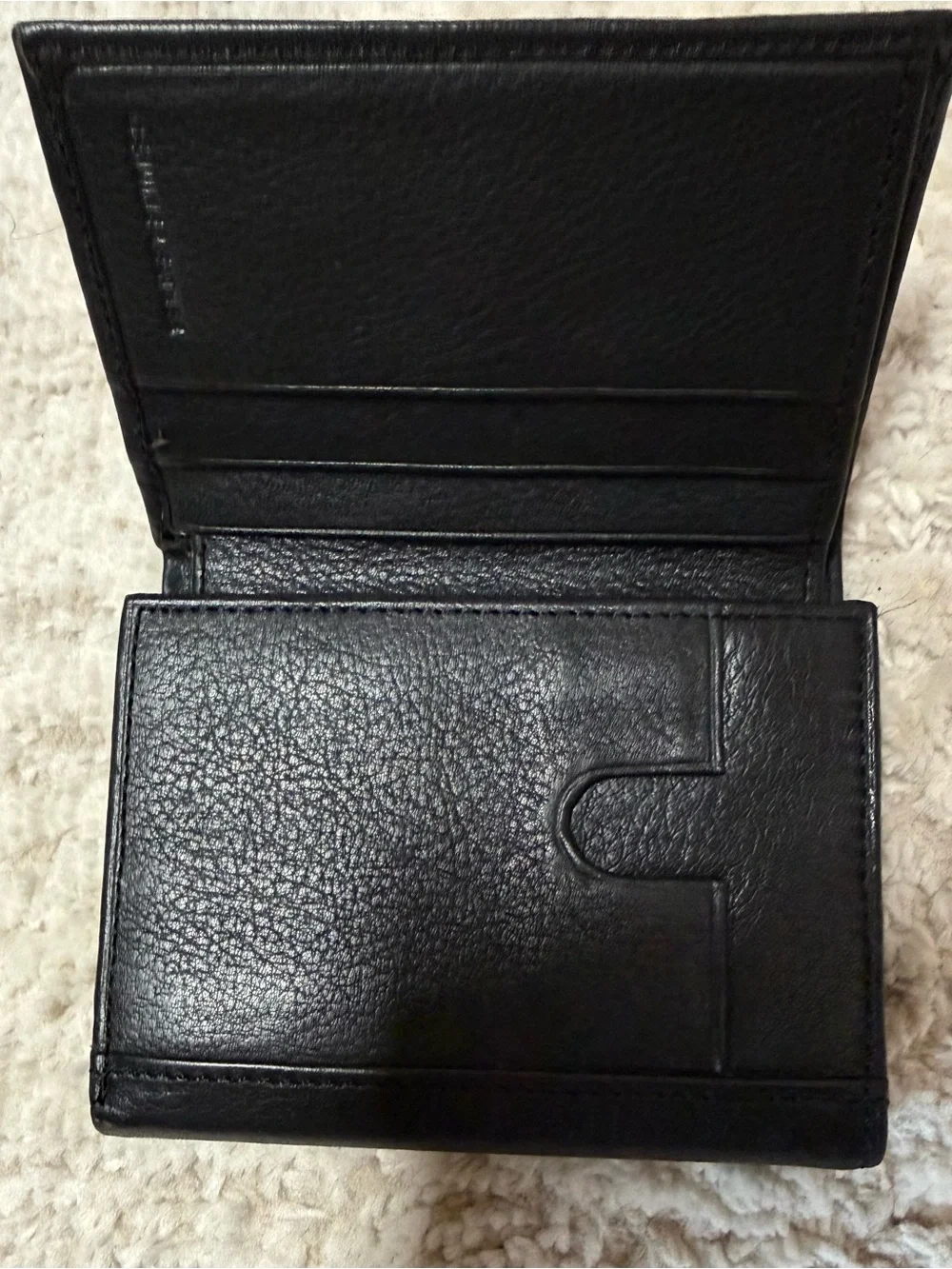 NEW Black Croft & Barrow Men's Leather Trifold Wallet